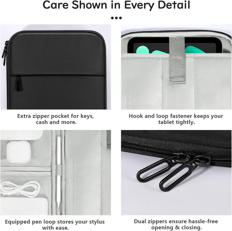 Dadanism 8-9 Inch Tablet Sleeve Padded Carrying Case for iPad mini 7th/6th 8.3", iPad mini 5/4/3/2/1 7.9", Remarkable Paper Pro Move 7.3" 2025, Galaxy Tab A9/A7 Lite 8.7", Tab M8 8", Tab M9 9", Black - Image 5